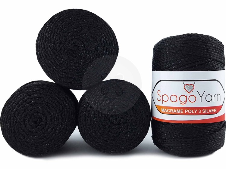 Sznurek Spagoyarn Macrame Poly 3 silver 270 czarny