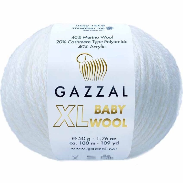 Włóczka Gazzal Baby Wool XL 801 biały