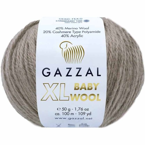 Włóczka Gazzal Baby Wool XL 835 ciemny beżowy