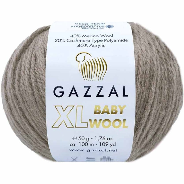 Włóczka Gazzal Baby Wool XL 835 ciemny beżowy