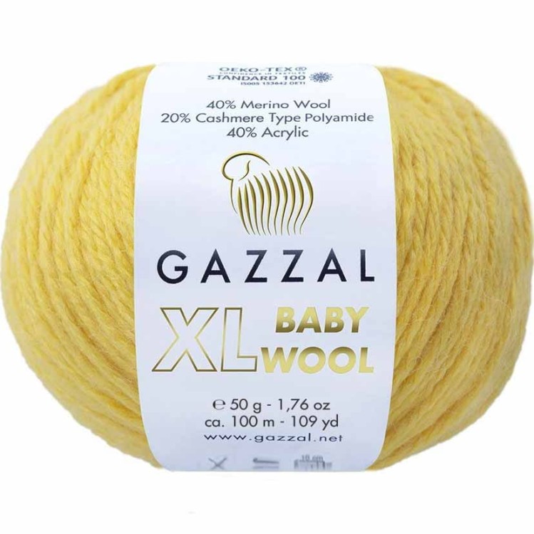 Włóczka Gazzal Baby Wool XL 812 żółty