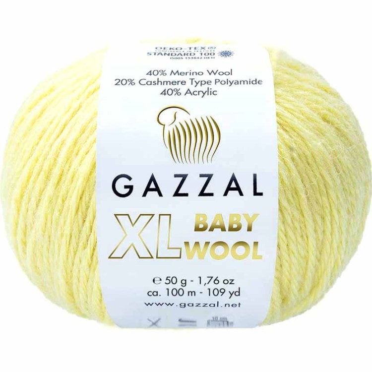 Włóczka Gazzal Baby Wool XL 833 cytrynowy