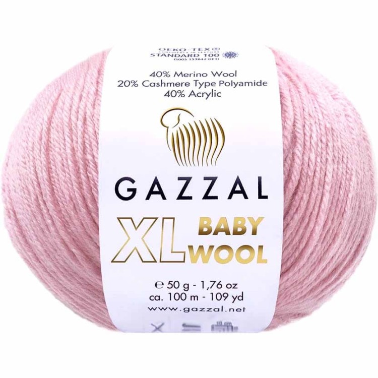 Włóczka Gazzal Baby Wool XL 836 pudrowy różowy