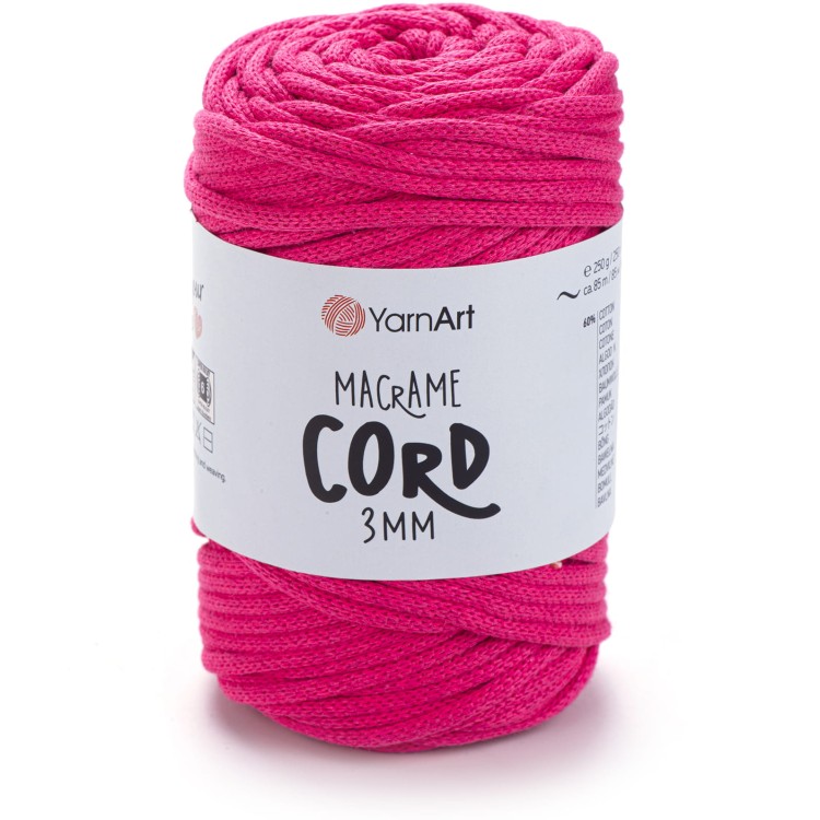 Sznurek YarnArt macrame cord 3mm 803 neonowy różowy