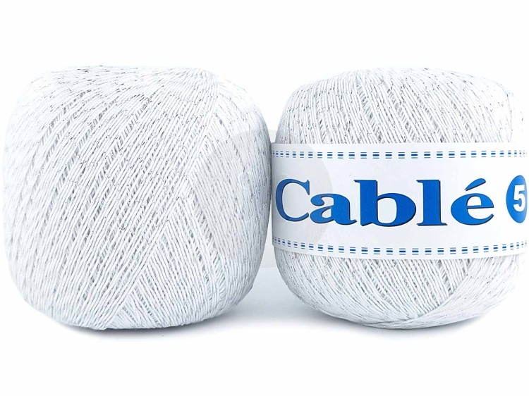 Kordonek Cable 5 biały ze srebrnym 001-S