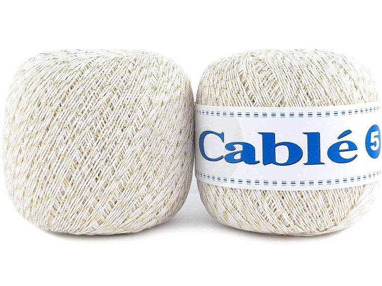 Kordonek Cable 5 biały ze złotym 001-G