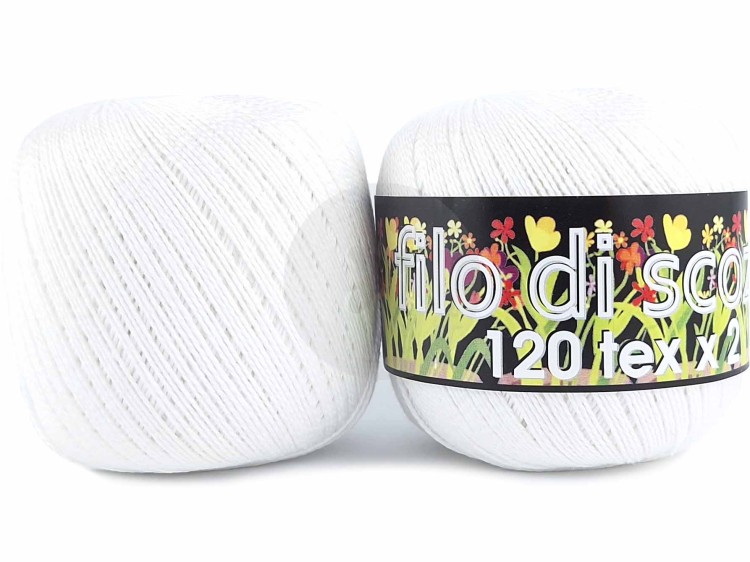 Kordonek Filo di Scozia 120x2 biały 001