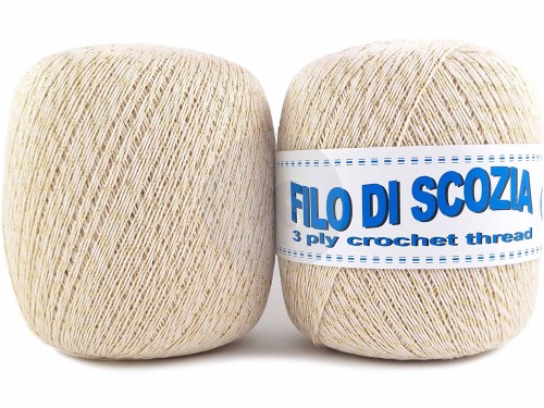 Kordonek Filo di Scozia 8/3 ecru ze złotą nitką 502-G