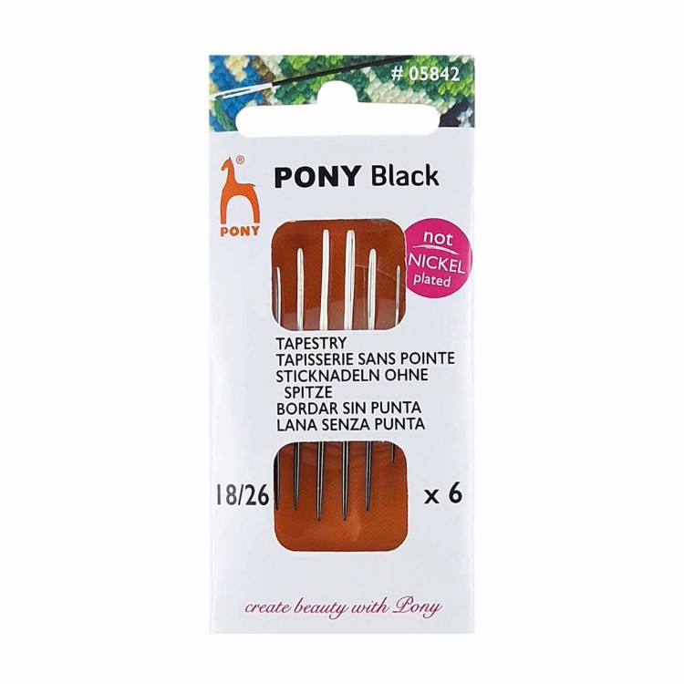 Igły do haftu bez czubka PONY BLACK 18/26 z białym uszkiem