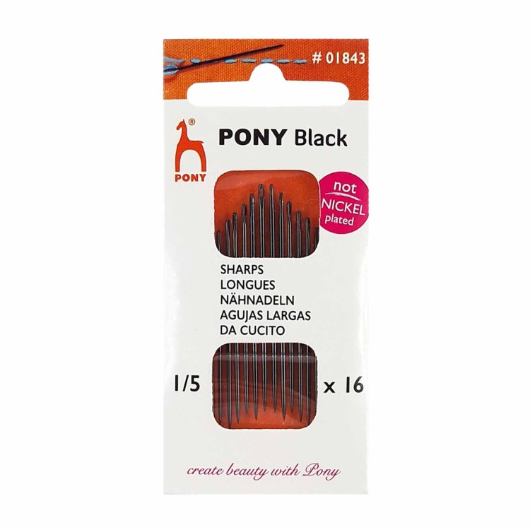Igły ostre do szycia PONY BLACK 1/5
