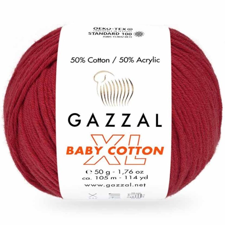 Włóczka Gazzal Baby Cotton XL 3439 ciemny czerwony