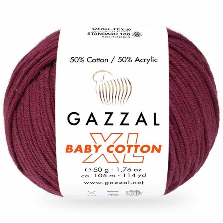 Włóczka Gazzal Baby Cotton XL 3442 bordowy