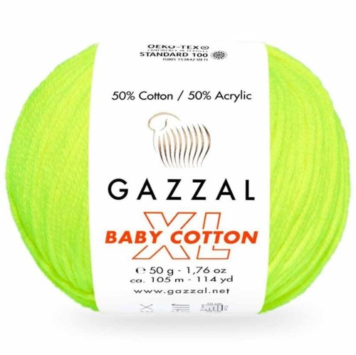 Włóczka Gazzal Baby Cotton XL 3462 neonowy żółty
