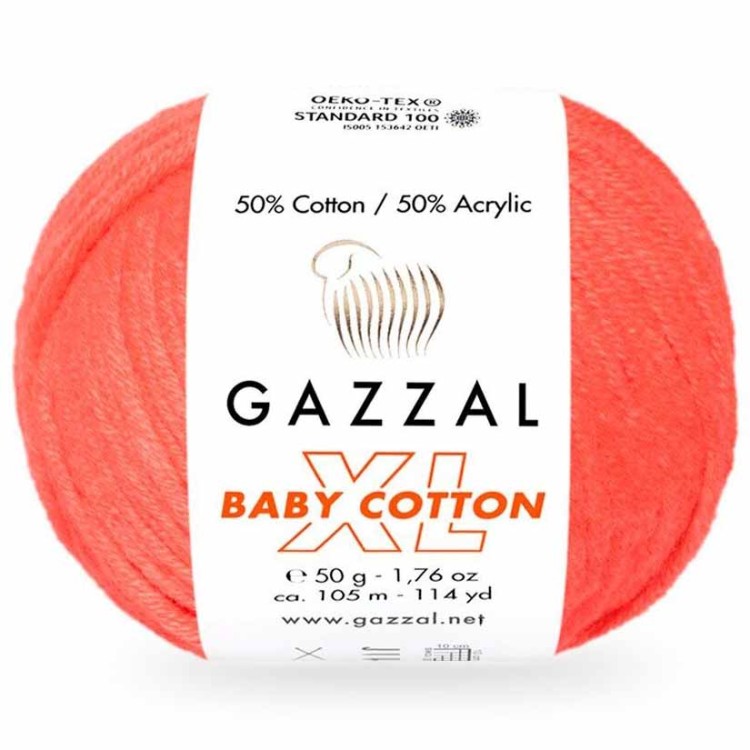 Włóczka Gazzal Baby Cotton XL 3459 neonowy pomarańczowy