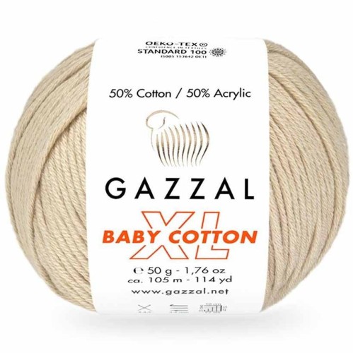 Włóczka Gazzal Baby Cotton XL 3445 jasny beżowy