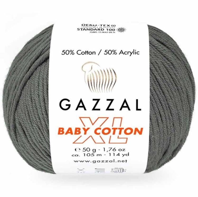Włóczka Gazzal Baby Cotton XL 3450 ciemny szary