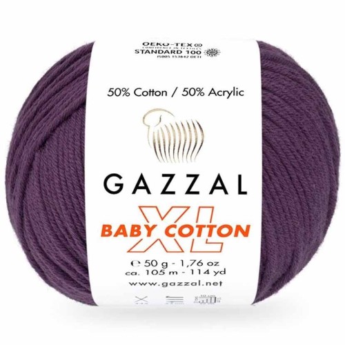 Włóczka Gazzal Baby Cotton XL 3441 śliwkowy