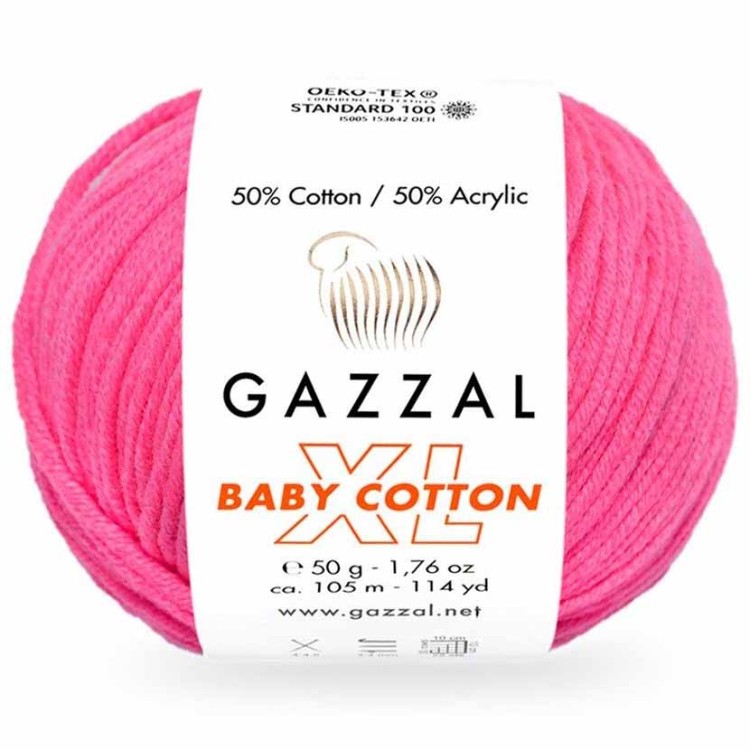 Włóczka Gazzal Baby Cotton XL 3461 neonowy różowy