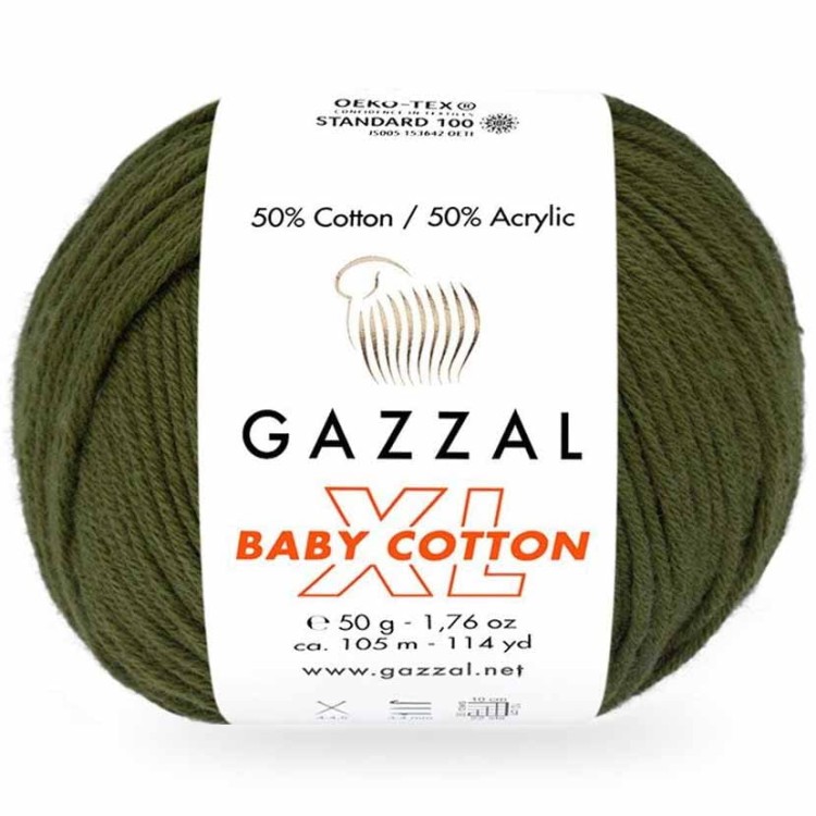 Włóczka Gazzal Baby Cotton XL 3463 khaki