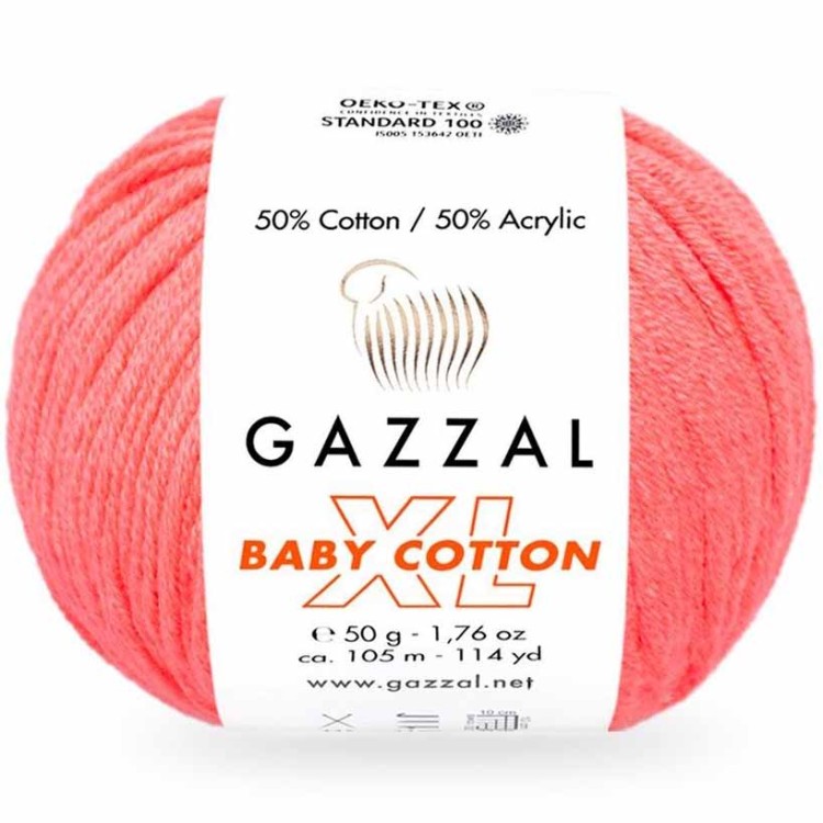 Włóczka Gazzal Baby Cotton XL 3460 neonowy koralowy
