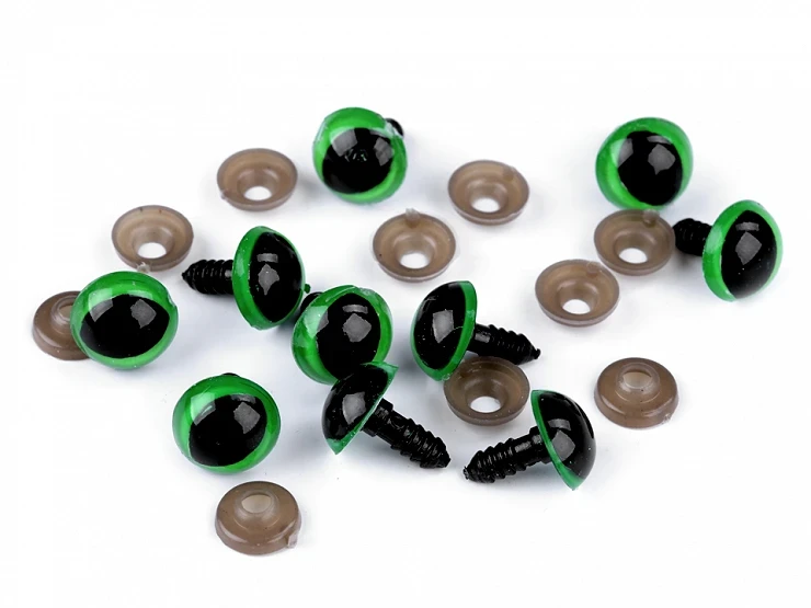 Oczy bezpieczne z zatyczką 14 mm zielone kocie