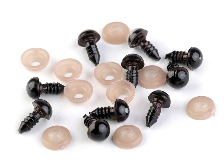 Oczy bezpieczne z zatyczką brązowe 12mm