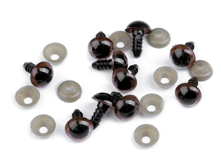 Oczy bezpieczne z zatyczką brązowe 10mm