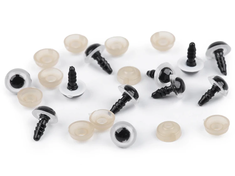 Oczy bezpieczne z zatyczką białe 10mm