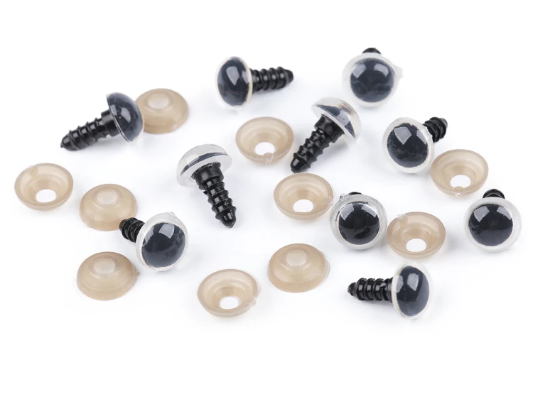 Oczy bezpieczne z zatyczką białe 12mm