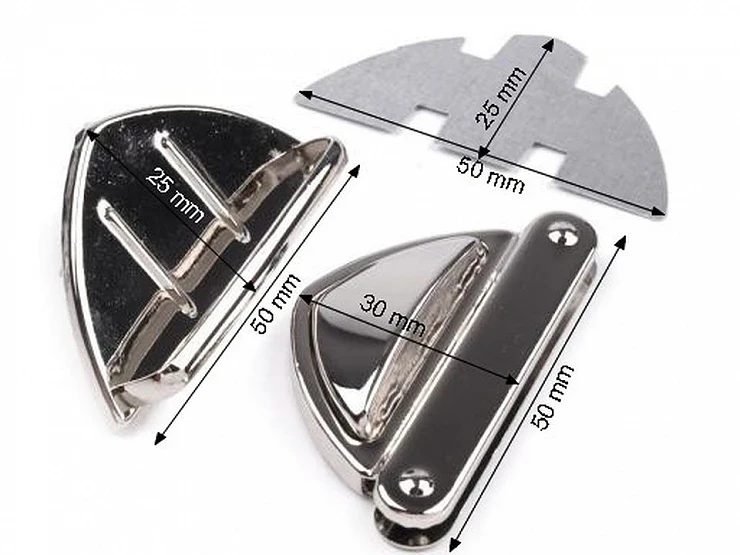 Zapięcie do torby 50x25 mm srebrne wsuwane