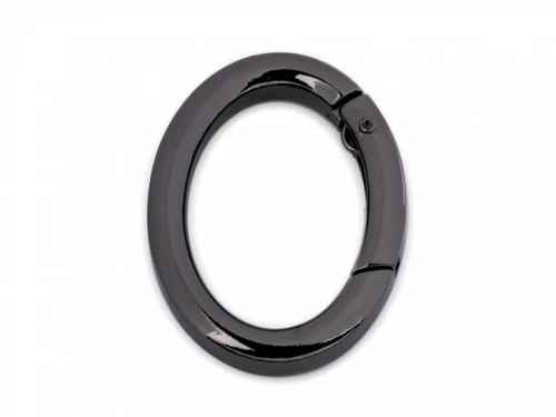 Szekla / karabińczyk owalny czarny nikiel 28x38xmm