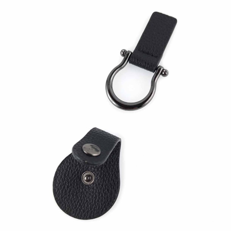 Zapięcie do torby na zatrzask z eko skóry czarne