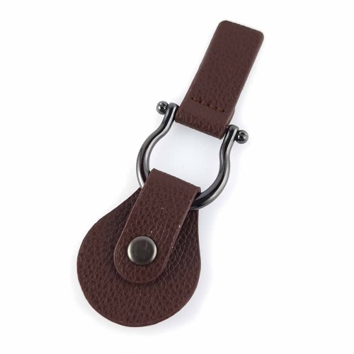 Zapięcie do torby na zatrzask z eko skóry brązowe