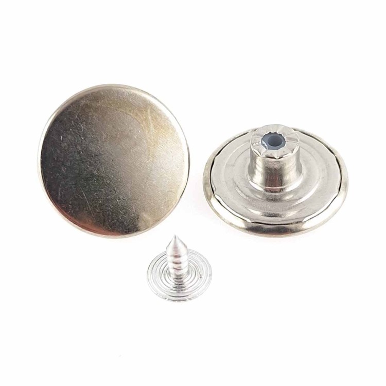 Guzik metalowy nabijany 20 mm srebrny