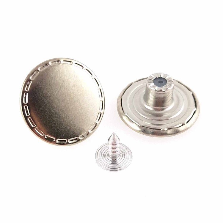 Guzik metalowy nabijany 20 mm srebrny