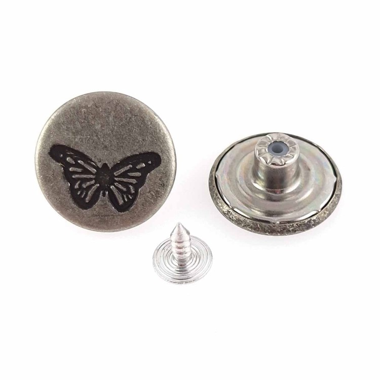 Guzik metalowy nabijany 20 mm srebrny