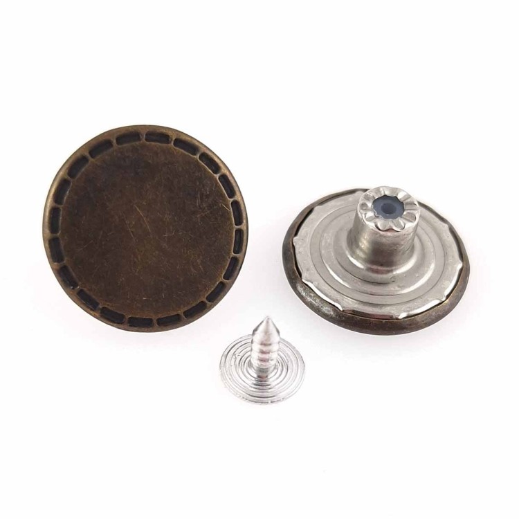 Guzik metalowy nabijany 20 mm stare złoto