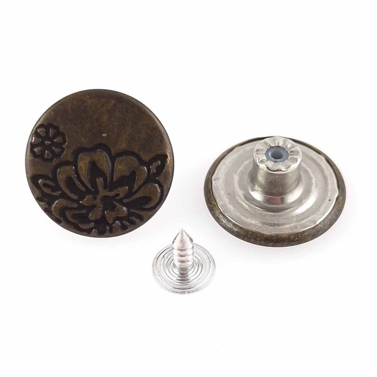 Guzik metalowy nabijany 20 mm stare złoto