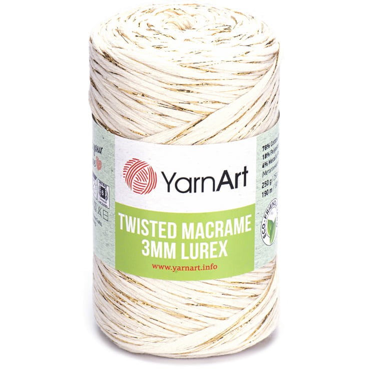 YarnArt twisted macrame 3mm lurex 752 naturalny