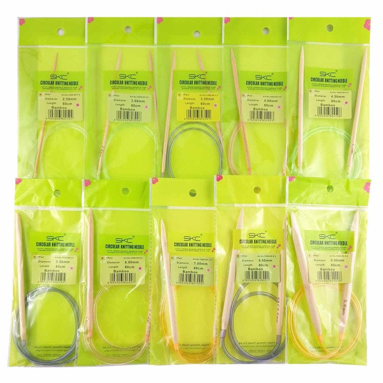 Druty SKC 2,00 mm - 15,00 mm bambusowe na żyłce 80 cm