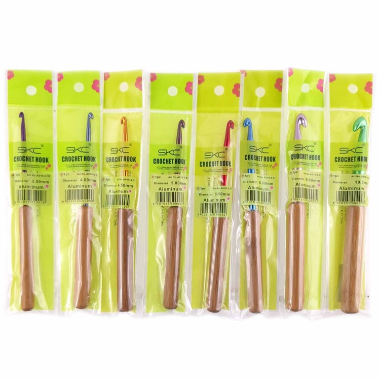 Szydełko aluminiowe z drewnianą rączką 2,75 - 10,00 mm SKC