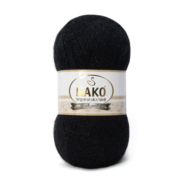 Włóczka Nako Angora Luks Simli 217 czarny