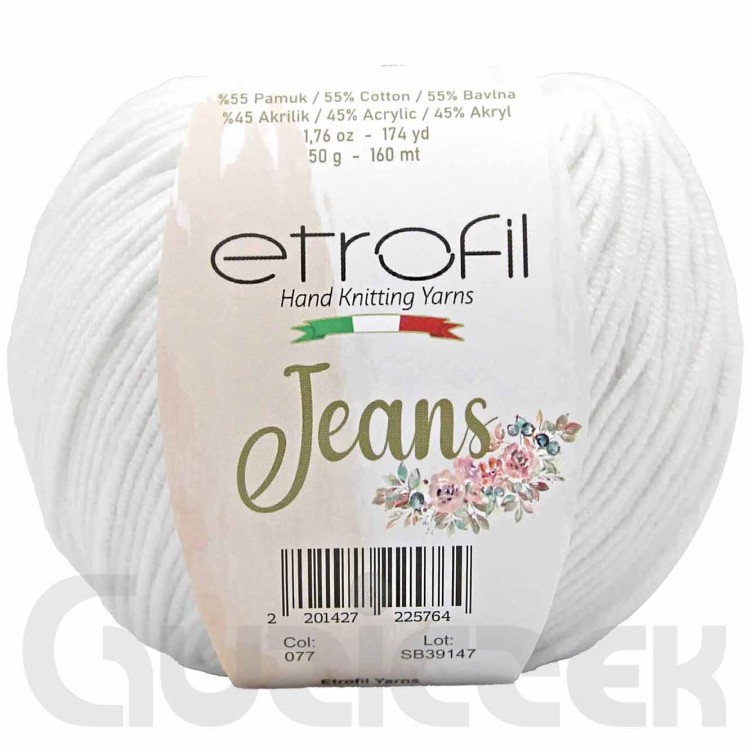 Włóczka Etrofil Jeans 002 biały