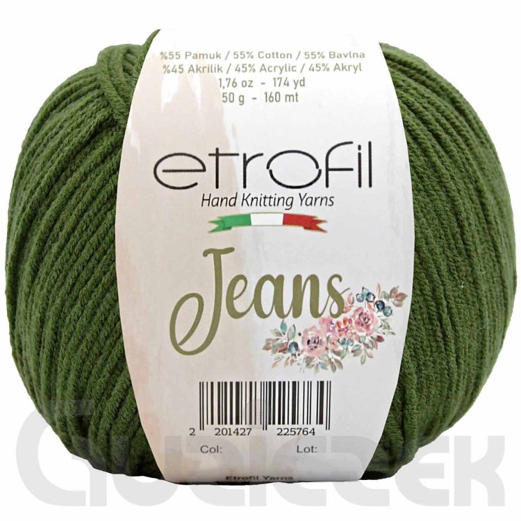 Włóczka Etrofil Jeans 026 wojskowa zieleń