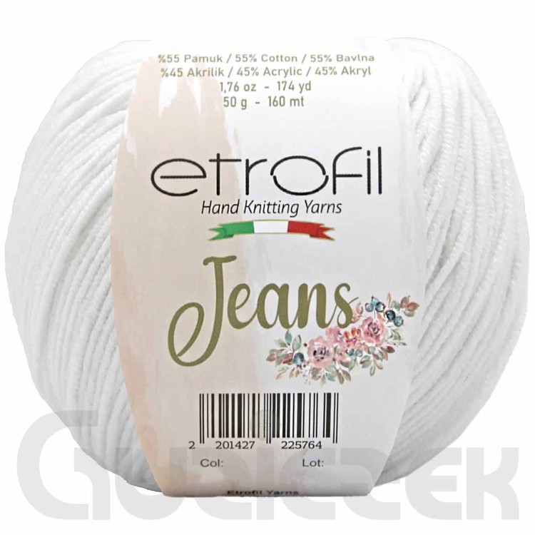 Włóczka Etrofil Jeans 027 śnieżnobiały