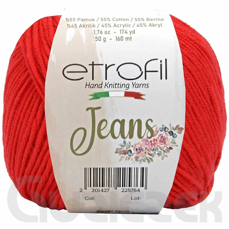 Włóczka Etrofil Jeans 036 czerwony