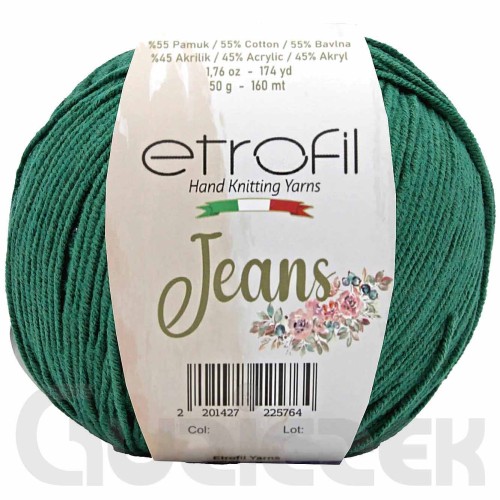 Włóczka Etrofil Jeans 041 butelkowa zieleń