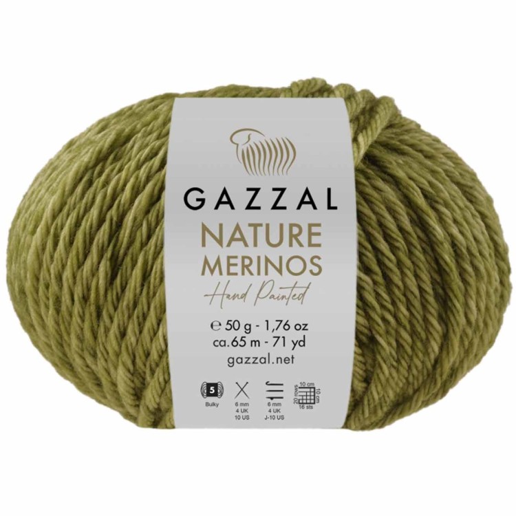 Włóczka Gazzal Nature Merinos 8309 oliwkowy