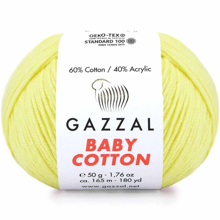 Włóczka Gazzal Baby Cotton 3413 jasny żółty