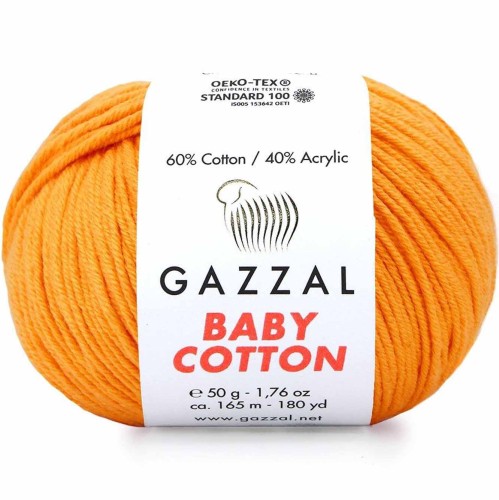 Włóczka Gazzal Baby Cotton 3416 jasny pomarańczowy